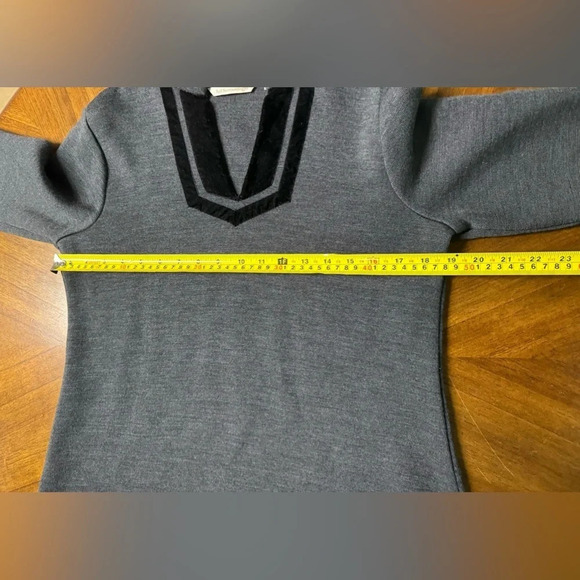 Soft Surroundings Runway Tunic Gray Black Velvet Trim Sweater Top NO SIZE TAG - Picture 5 of 7